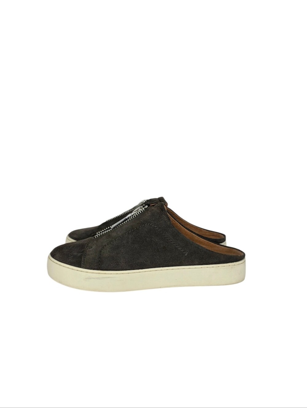 Frye Womens Size 9M Shoes Lena Zip Low SlipOn Sneakers Mules Suede Zip Dark Grey